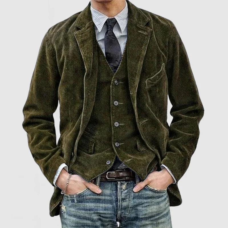 Moseholt | Vintage kordfløyelsjakke og vest for menn