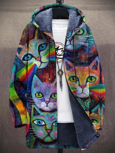 Selara | Fleecegevoerd vest med katteprint