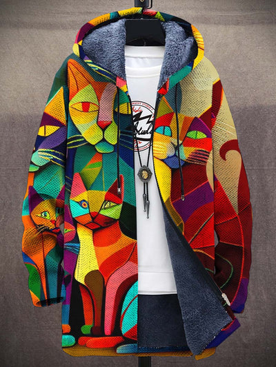 Selara | Fleecegevoerd vest med katteprint